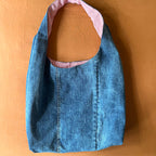 Denim and Red Houndstooth Bag