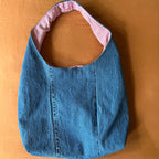 Denim and Red Houndstooth Bag