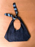Black Denim and Black and White Gingham Adjustable Bag
