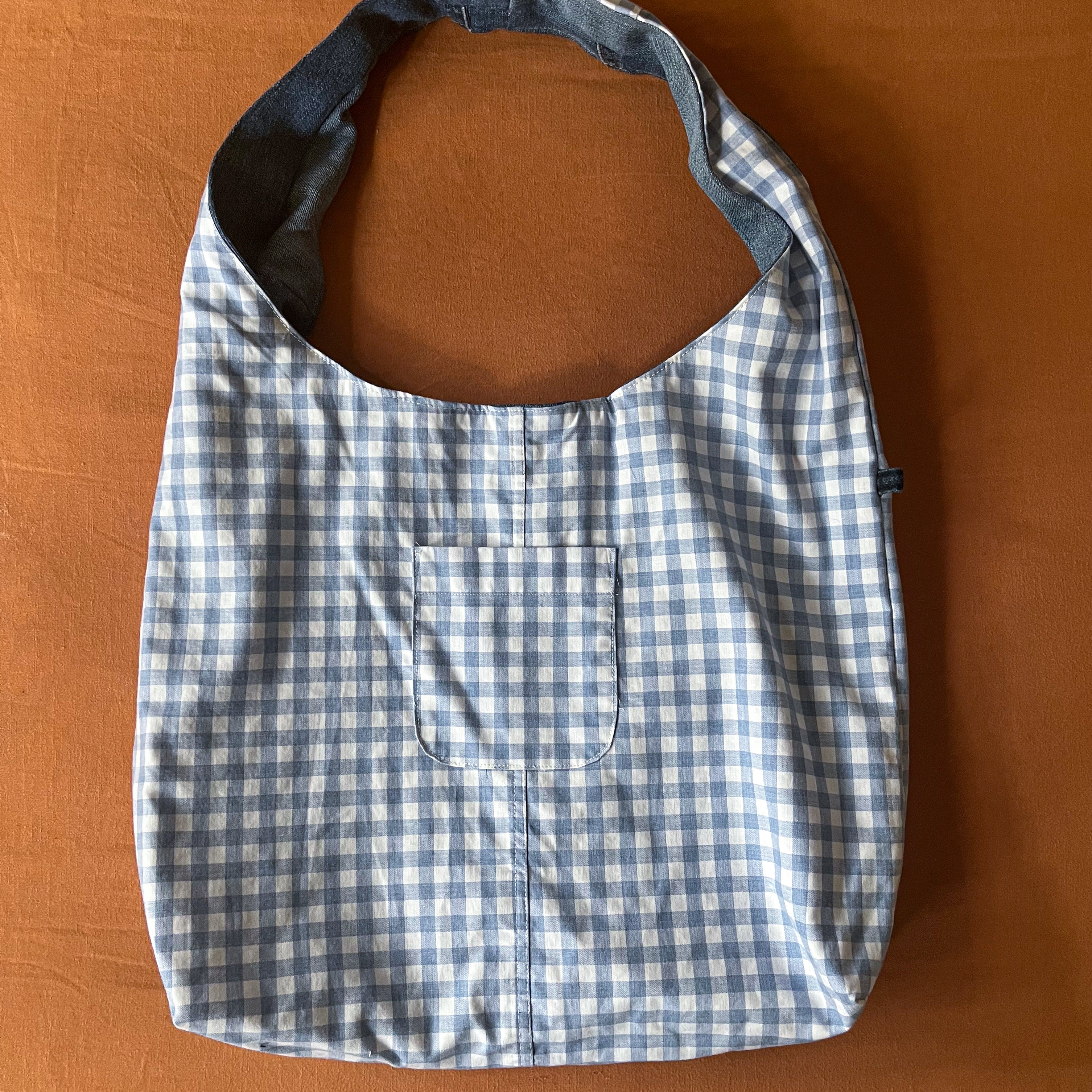Denim and Blue Gingham Bag