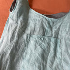 Light Blue/Grey Denim and Teal Linen Double Strap Slouchy Tote