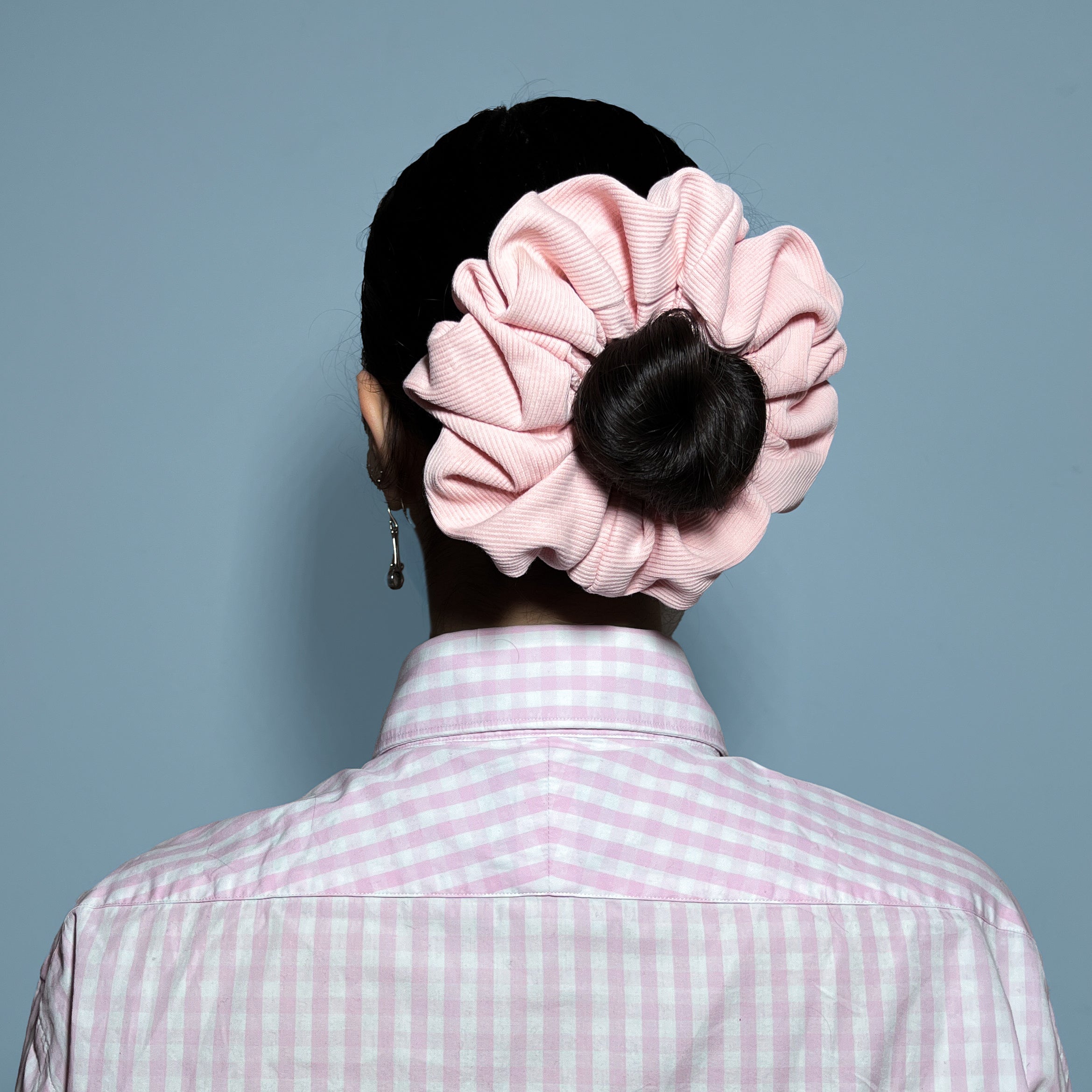 Pink Knit 100% Cotton Shirt Scrunchie