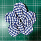 Dark Blue Gingham Flower 100% Cotton Shirt Scrunchie