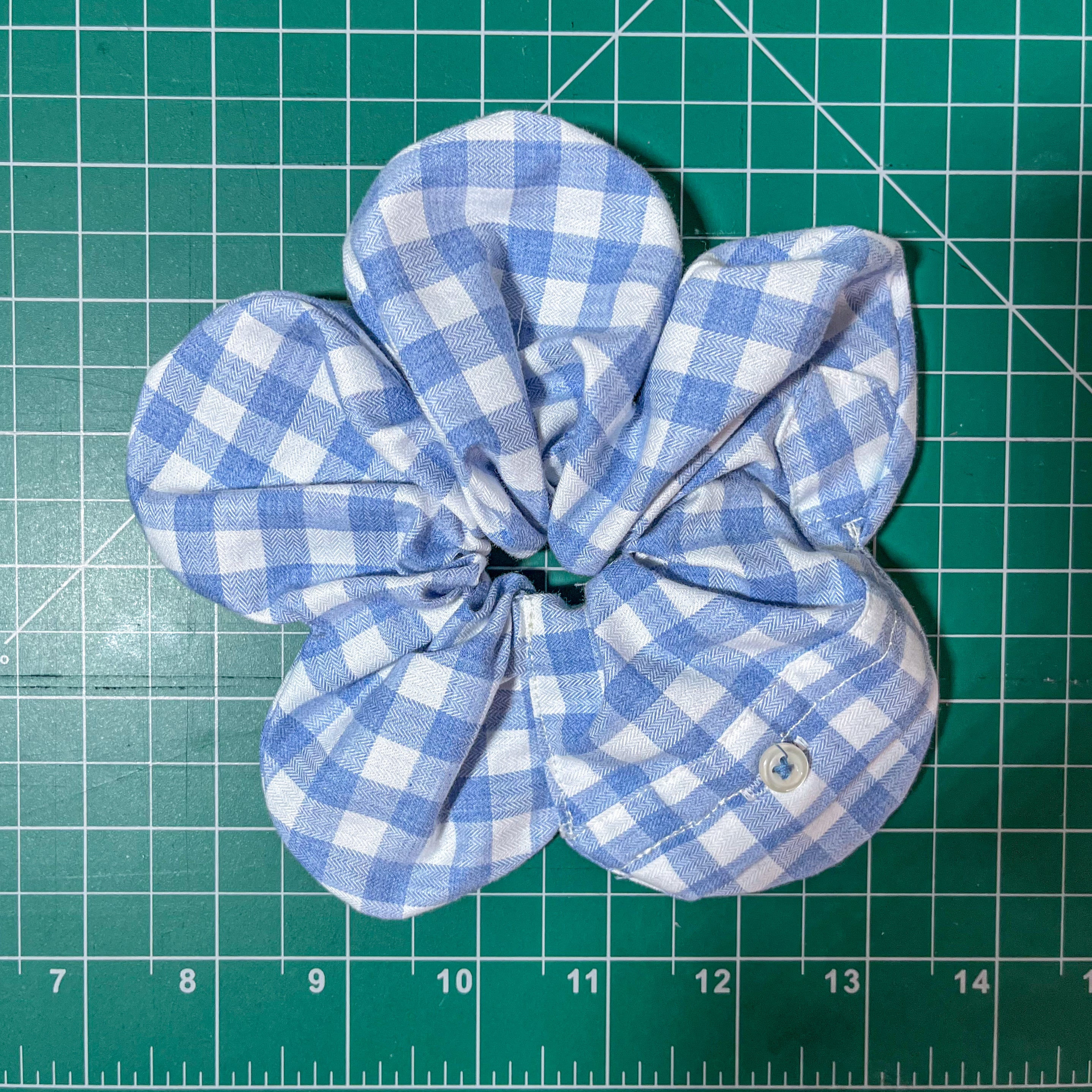 Light Blue Flower 100% Cotton Shirt Scrunchie