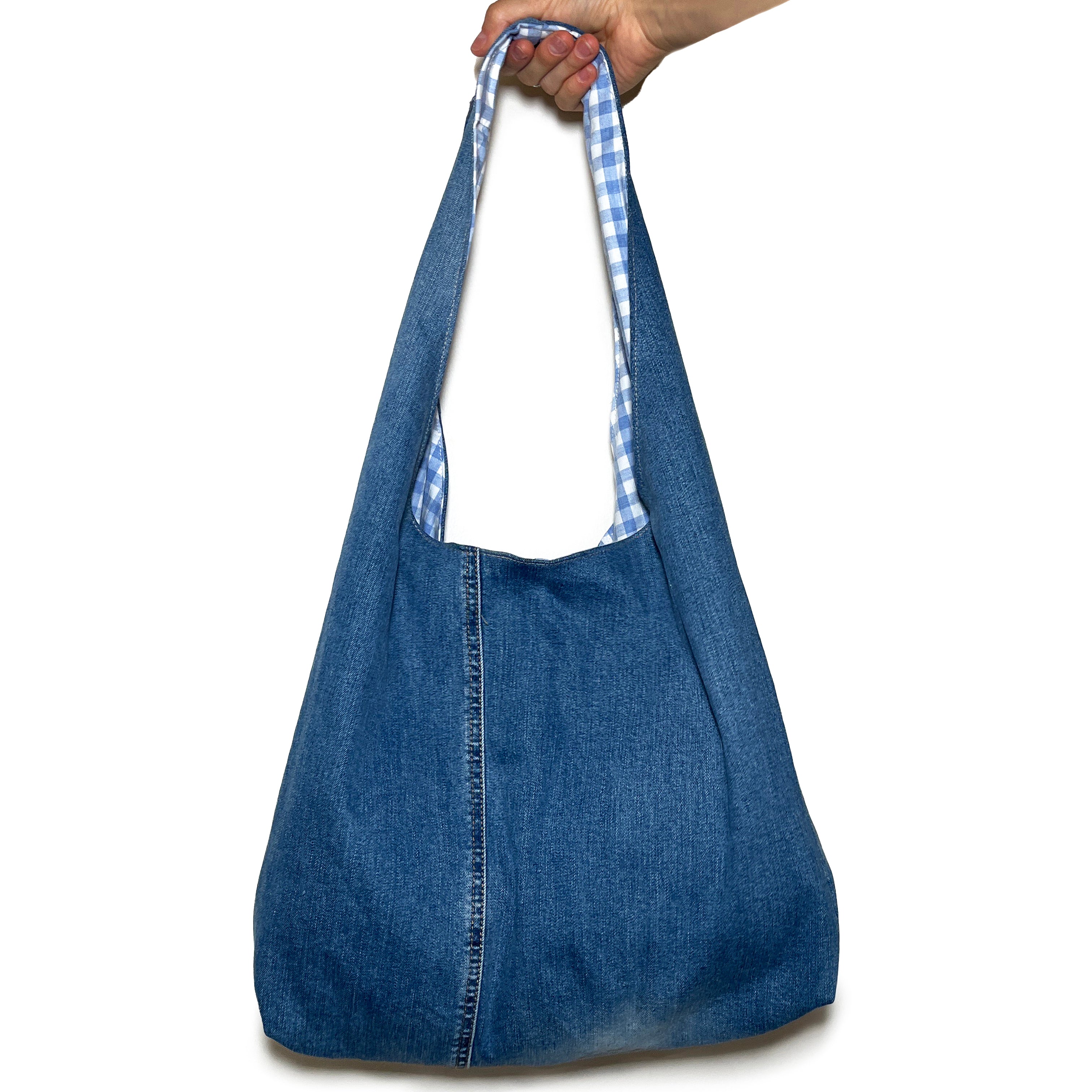 Denim and Blue Gingham Bag