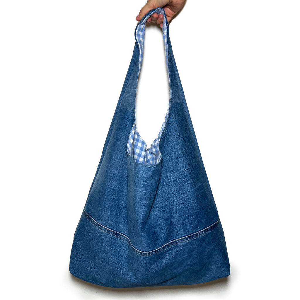 Denim and Blue Gingham Bag