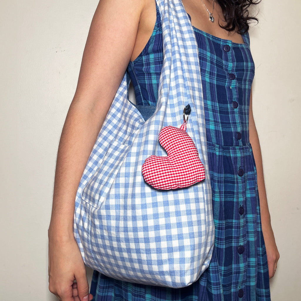 Denim and Blue Gingham Bag