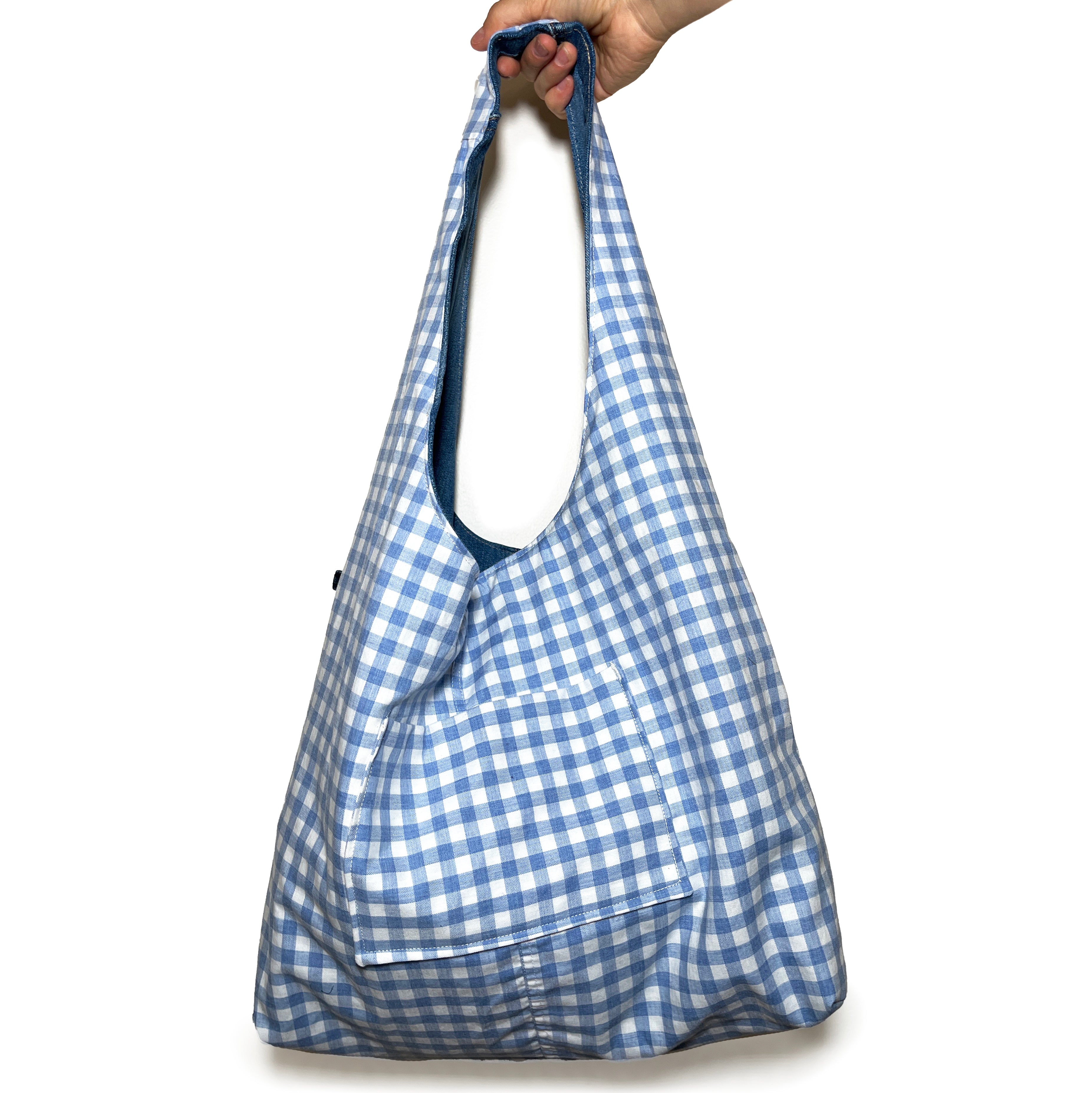 Denim and Blue Gingham Bag