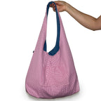 Denim and Red Houndstooth Bag