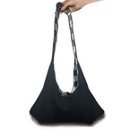 Black Denim and Black and White Gingham Adjustable Bag