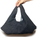 Black Denim and Black and White Gingham Adjustable Bag